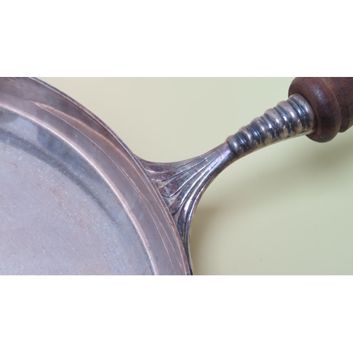 102 - Flambe Pan Attractively Detailed Silver Plate Turned Handle Approximately 11 Inches Diameter