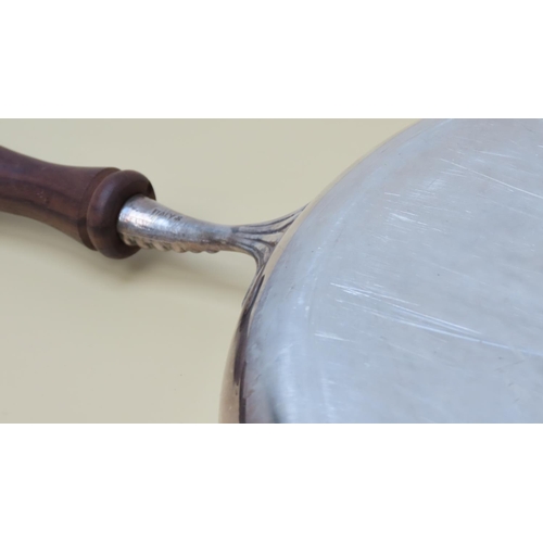 102 - Flambe Pan Attractively Detailed Silver Plate Turned Handle Approximately 11 Inches Diameter