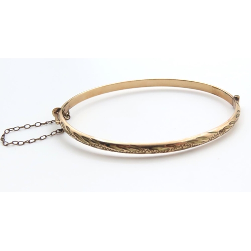 1021 - 9 Carat Yellow Gold Ladies Bangle Inner Width 6.5cm