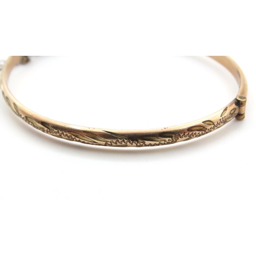 1021 - 9 Carat Yellow Gold Ladies Bangle Inner Width 6.5cm