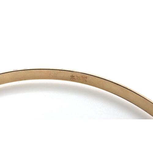 1021 - 9 Carat Yellow Gold Ladies Bangle Inner Width 6.5cm