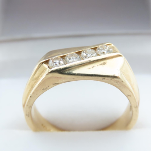 1027 - Four Stone Diamond Ring Mounted in 14 Carat Yellow Gold Ring Size U and a Half