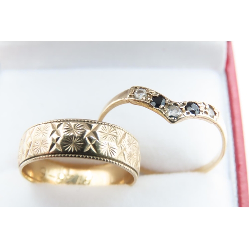 1029 - Two 9 Carat Yellow Gold Rings One with Sapphire and Gemstone Ring Sizes R and M