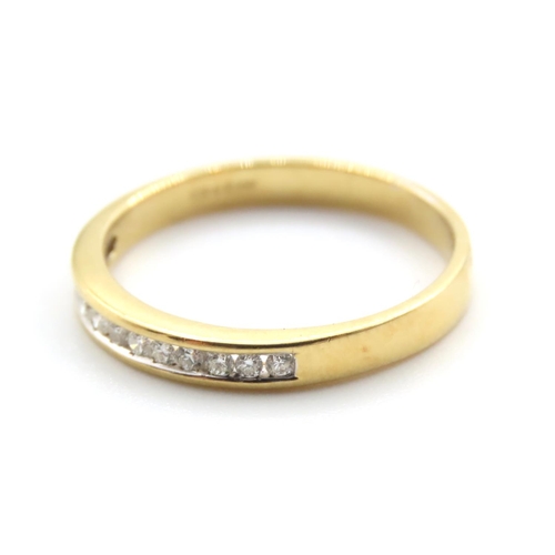 1035 - Channel set Diamond Half Eternity Ring Mounted in 18 Carat Yellow Gold Band Ring Size P As New Unwor... 