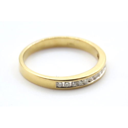 1035 - Channel set Diamond Half Eternity Ring Mounted in 18 Carat Yellow Gold Band Ring Size P As New Unwor... 