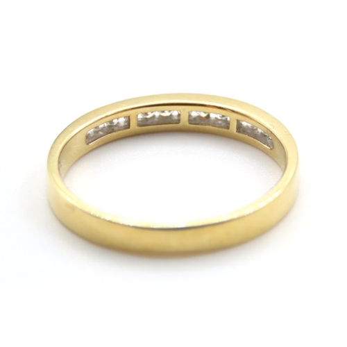 1035 - Channel set Diamond Half Eternity Ring Mounted in 18 Carat Yellow Gold Band Ring Size P As New Unwor... 