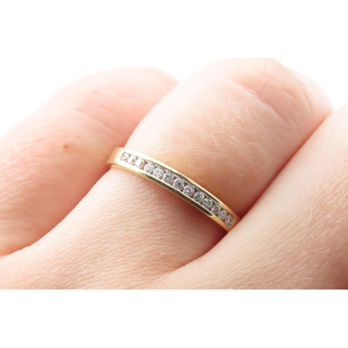 1035 - Channel set Diamond Half Eternity Ring Mounted in 18 Carat Yellow Gold Band Ring Size P As New Unwor... 