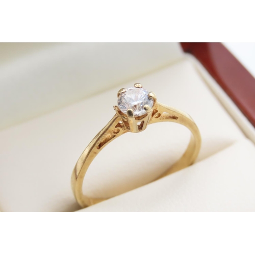 1037 - Diamond Solitaire Ring Mounted in 18 Carat Yellow Gold Ring Size P and a Half As New Unworn