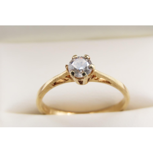 1037 - Diamond Solitaire Ring Mounted in 18 Carat Yellow Gold Ring Size P and a Half As New Unworn