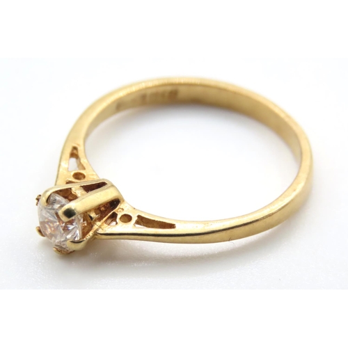 1037 - Diamond Solitaire Ring Mounted in 18 Carat Yellow Gold Ring Size P and a Half As New Unworn