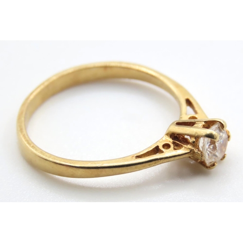 1037 - Diamond Solitaire Ring Mounted in 18 Carat Yellow Gold Ring Size P and a Half As New Unworn