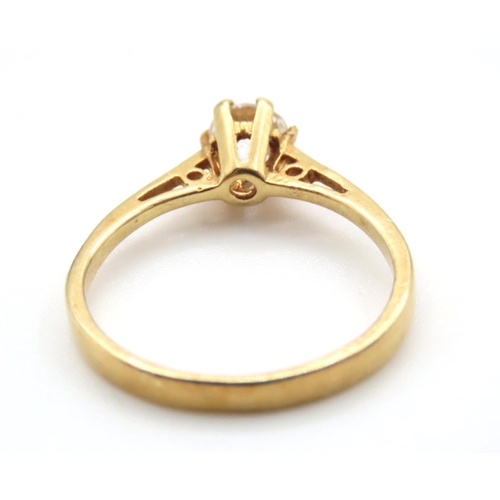 1037 - Diamond Solitaire Ring Mounted in 18 Carat Yellow Gold Ring Size P and a Half As New Unworn