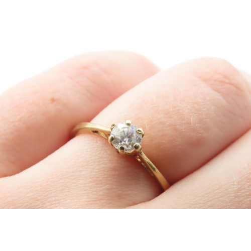 1037 - Diamond Solitaire Ring Mounted in 18 Carat Yellow Gold Ring Size P and a Half As New Unworn