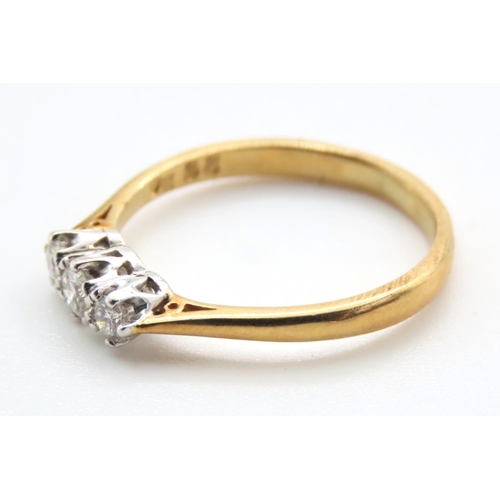 1038 - Three Stone Diamond Ring set in Platinum Mounted on 18 Carat Yellow gold Ring Size Q As New Unworn