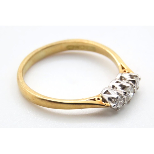 1038 - Three Stone Diamond Ring set in Platinum Mounted on 18 Carat Yellow gold Ring Size Q As New Unworn