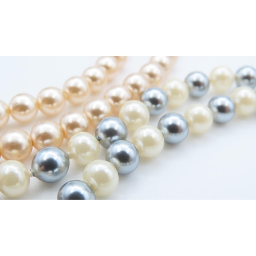 1042 - Two Pairs of Ladies Pearl Necklaces with a Pair of Ladies Silver Pearls Earrings As New Unworn