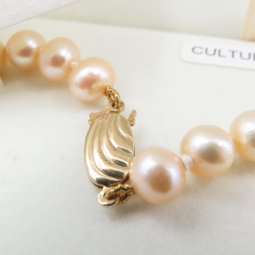 1044 - Noriko Pearl Necklace with 9 Carat Yellow Gold Clasp 40cm Long with Original Presentation Box As New... 