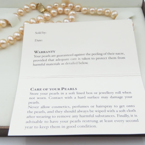 1044 - Noriko Pearl Necklace with 9 Carat Yellow Gold Clasp 40cm Long with Original Presentation Box As New... 