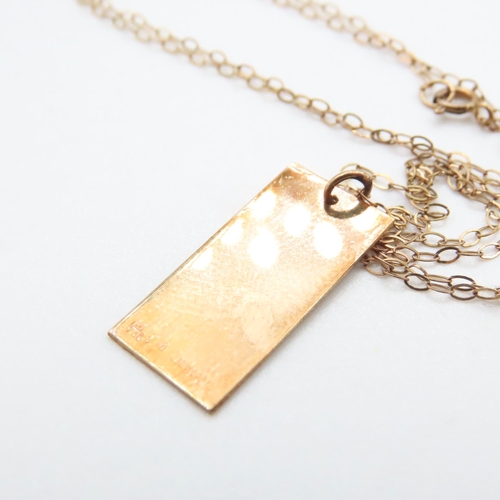 1050 - 9 Carat Yellow Gold Panel Pendant 2cm High Further Set on 9 Carat Yellow Gold Chain 40cm Long