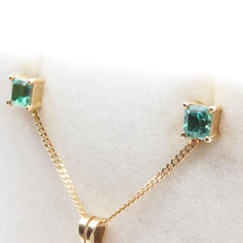 1052 - Colombian Emerald Necklace and Pair of Matching Stud Earrings Mounted in 18 Carat Yellow Gold Chain ... 