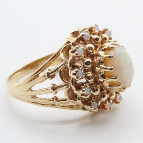 1053 - Opal Cluster Statement Ring Set in 14 Carat Yellow Gold Ring Size P