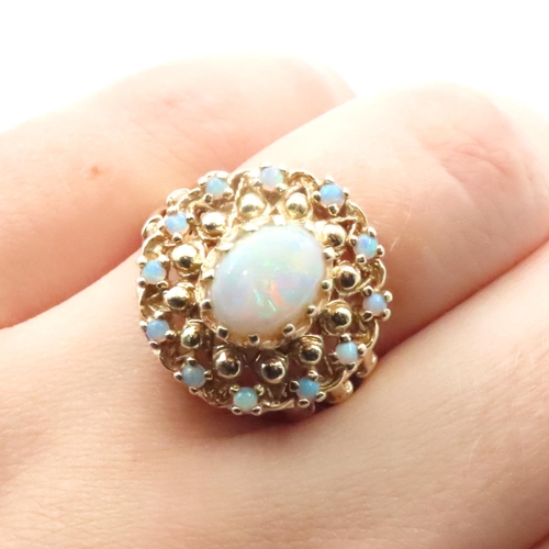 1053 - Opal Cluster Statement Ring Set in 14 Carat Yellow Gold Ring Size P