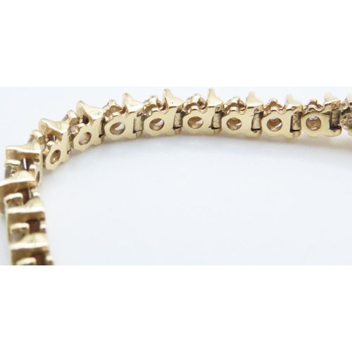 1057 - 18 Carat Yellow Gold Diamond Set Tennis Line Bracelet 19cm Long