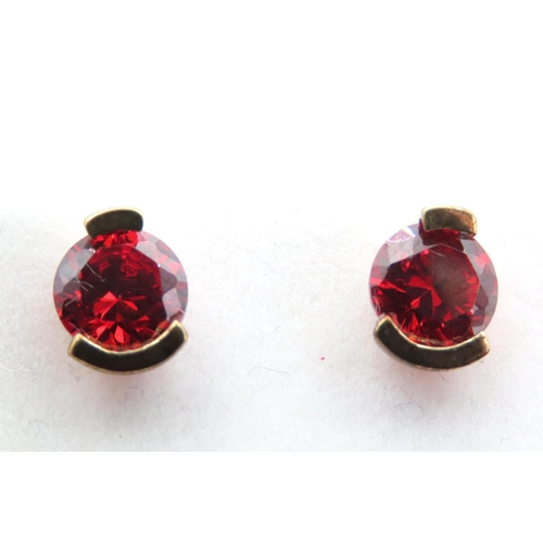 1068 - Pair of Fire Red Gemstone set Stud Earrings As New Unworn