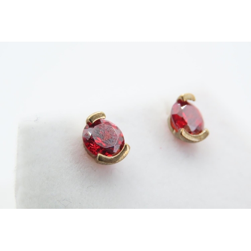 1068 - Pair of Fire Red Gemstone set Stud Earrings As New Unworn