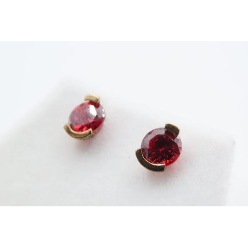 1068 - Pair of Fire Red Gemstone set Stud Earrings As New Unworn