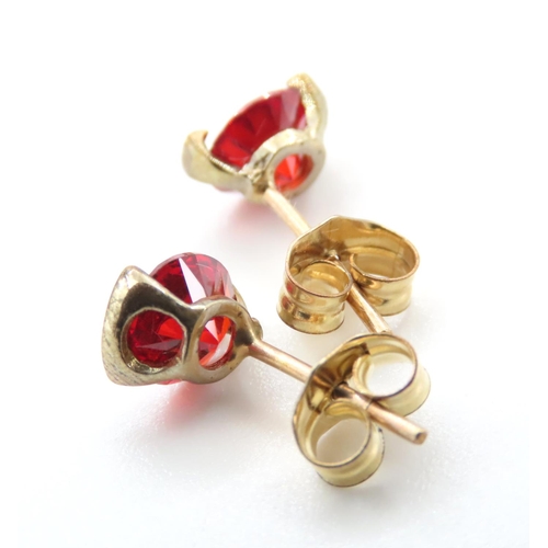 1068 - Pair of Fire Red Gemstone set Stud Earrings As New Unworn