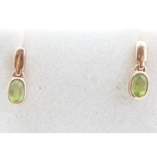 1069 - Pair of Bezel set Peridot Earrings Each 1.5cm High As New Unworn