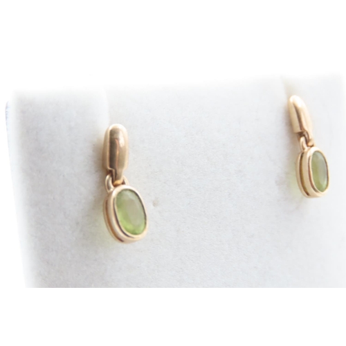 1069 - Pair of Bezel set Peridot Earrings Each 1.5cm High As New Unworn