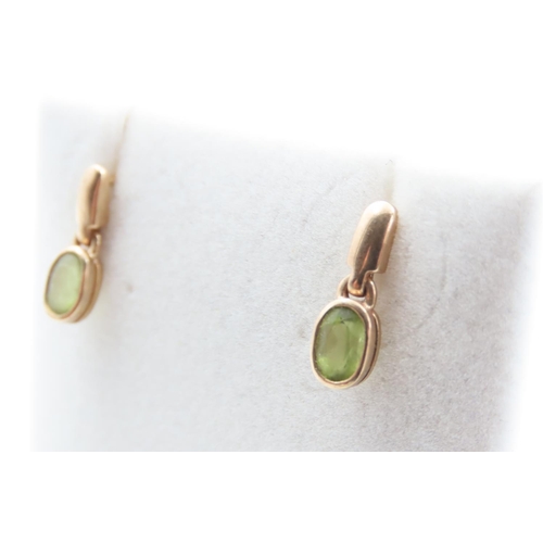 1069 - Pair of Bezel set Peridot Earrings Each 1.5cm High As New Unworn