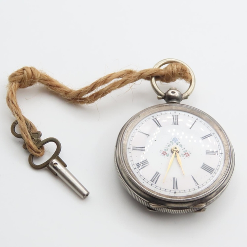 Silver Cased Pocket Watch with Key