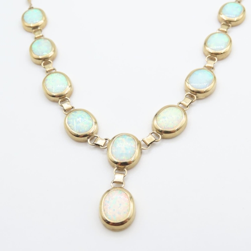 1084 - Opal set Ladies Drop Necklace set in 9 Carat Yellow Gold 44cm Long