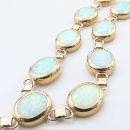 1084 - Opal set Ladies Drop Necklace set in 9 Carat Yellow Gold 44cm Long