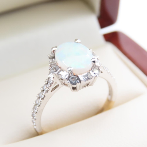 1090 - Opal and Gemstone Ladies Cluster Ring Mounted on 9 Carat Yellow Gold Ring Size M