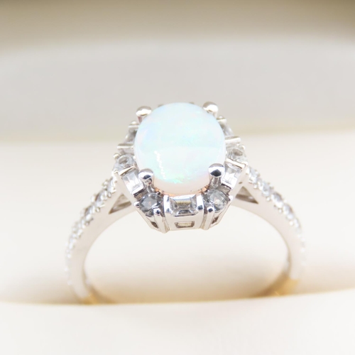 1090 - Opal and Gemstone Ladies Cluster Ring Mounted on 9 Carat Yellow Gold Ring Size M