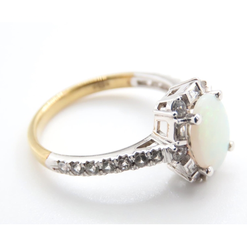 1090 - Opal and Gemstone Ladies Cluster Ring Mounted on 9 Carat Yellow Gold Ring Size M