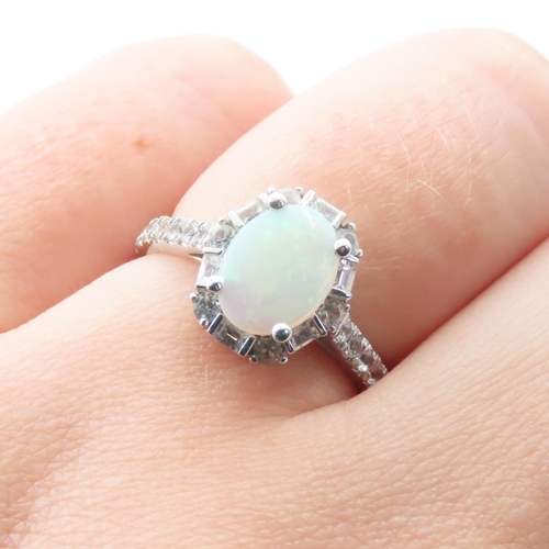 1090 - Opal and Gemstone Ladies Cluster Ring Mounted on 9 Carat Yellow Gold Ring Size M