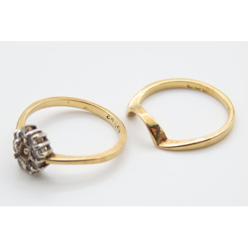 1094 - Two 18 Carat Yellow Gold Rings One set with Diamonds Ring Size N Hallmarked Weirs of  Dublin