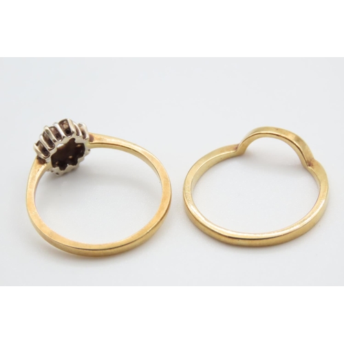 1094 - Two 18 Carat Yellow Gold Rings One set with Diamonds Ring Size N Hallmarked Weirs of  Dublin