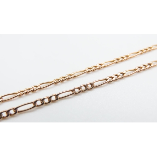 1099 - 9 Carat Yellow Gold Figaro Link T-Bar Necklace 46cm Long