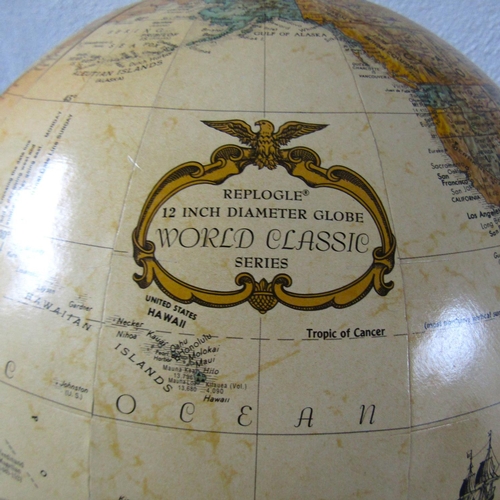 11 - Atlas Globe on Metal Base Shaped Supports Approximately 20 Inches High