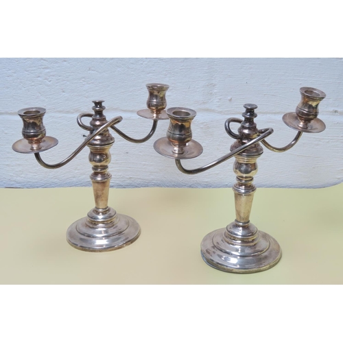 110 - Pair of Twin Sconce Candelabra Silver Plated Each Approximately Ten Inches High