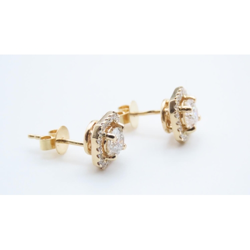 1100 - Pair of Aquamarine and Diamond Square Cut Cluster Earrings Set in Platinum and 14 Carat Gold Aquamar... 