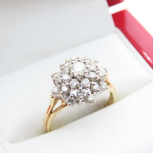 1106 - Diamond Cluster Ring Mounted in Platinum Set on 18 Carat Yellow Gold Ring Size N Total Diamond Weigh... 