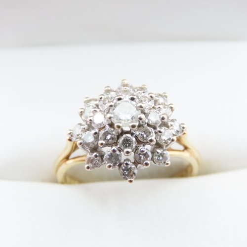 1106 - Diamond Cluster Ring Mounted in Platinum Set on 18 Carat Yellow Gold Ring Size N Total Diamond Weigh... 