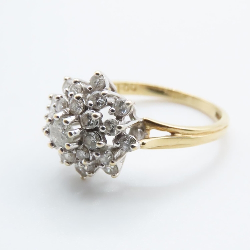 1106 - Diamond Cluster Ring Mounted in Platinum Set on 18 Carat Yellow Gold Ring Size N Total Diamond Weigh... 